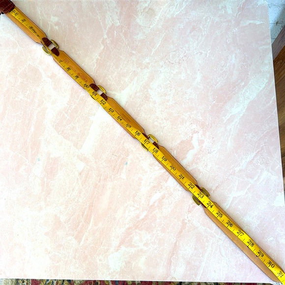 Vintage Fossil Genuine Leather Brown Croco Bridle Link Belt Sz S - Picture 12 of 13